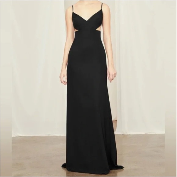 Amsale Dresses & Skirts - Black Cut Out Maxi Floor Length Dress, Size 8